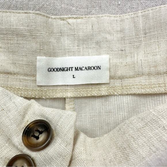 Goodnight Macaroon beige tailored A line textured shorts size large‎ high rise - Picture 5 of 14